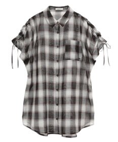 earth music&ecology 【2WAY】２ｗａｙショルダードロストリボンチェックシャツ