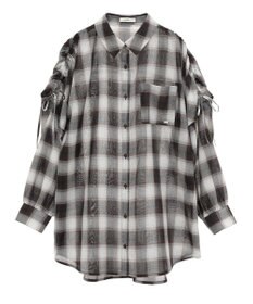 earth music&ecology 【2WAY】２ｗａｙショルダードロストリボンチェックシャツ