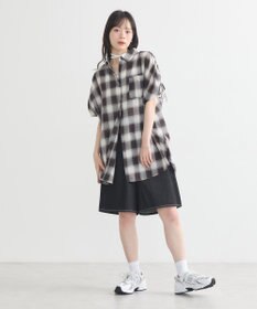 earth music&ecology 【2WAY】２ｗａｙショルダードロストリボンチェックシャツ