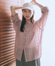 earth music&ecology シャドーチェックシャツ