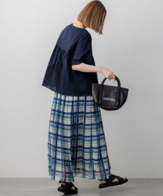 23区 【WEB&一部店舗限定】コットンローン ピンタック フレア ブラウス