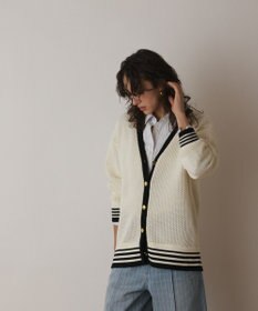 GRACE CONTINENTAL メッシュラインニットカーディガン