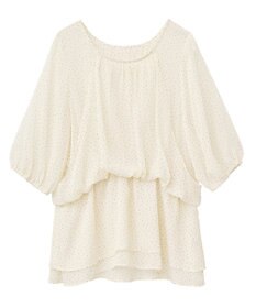 earth music&ecology レイヤードライクドット柄ブラウス