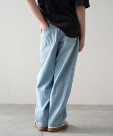 WEGO 【KIDS/150cm/160cm/ウエストゴム】イージー3Dバレルレッグデニムパンツ（JUNIOR）