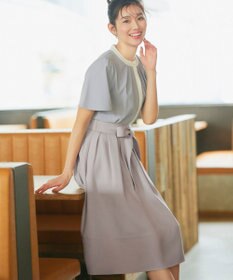 Tiaclasse L 【洗える】リボン付きフレアスカート