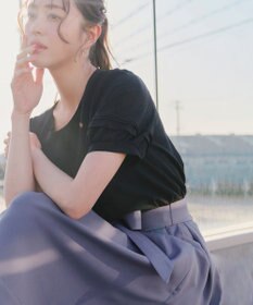 Tiaclasse L 【洗える】リボン付きフレアスカート