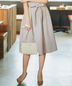 Tiaclasse L 【洗える】リボン付きフレアスカート