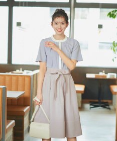 Tiaclasse L 【洗える】リボン付きフレアスカート