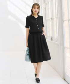 Tiaclasse L 【洗える】リボン付きフレアスカート