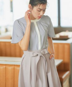 Tiaclasse L 【洗える】リボン付きフレアスカート
