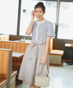 Tiaclasse L 【洗える】リボン付きフレアスカート