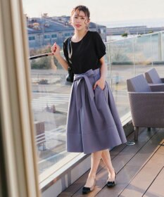 Tiaclasse L 【洗える】リボン付きフレアスカート