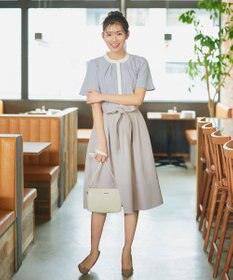 Tiaclasse L 【洗える】リボン付きフレアスカート