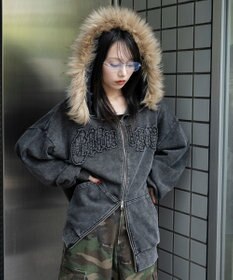 WEGO 【25年秋冬新作】ファーフードBIGZIPパーカー