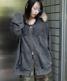 WEGO 【25年秋冬新作】ファーフードBIGZIPパーカー