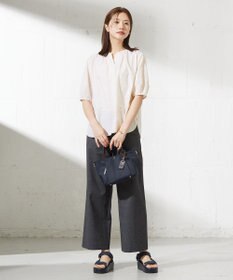 J.PRESS LADIES 【洗える】BEZ空羽ストライプ クルーネック V開き ブラウス