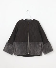 ANY SIS S フェイクファーコンビキルティング アウター