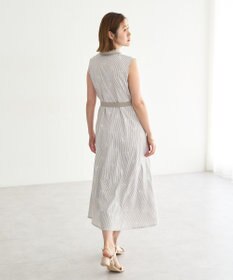 YECCA VECCA ストライプ柄フラワー刺繍ワンピース