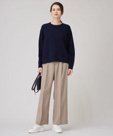 自由区 L 【洗える】ウールカシミヤブレンドラメスパンコールクルーネック ニット