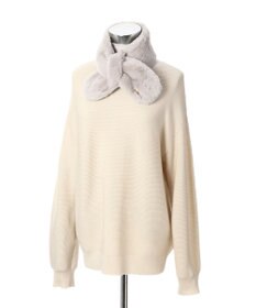 MOONBAT FURLA ファーティペット 差し込み ロゴプレート付 フェイクファーマフラー