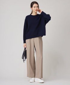 自由区 L 【洗える】ウールカシミヤブレンドラメスパンコールクルーネック ニット