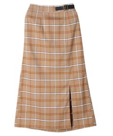 Green Parks ベルトデザインチェックＩラインスカート