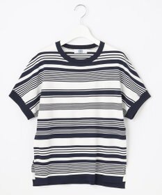 J.PRESS LADIES 【洗える】 レーヨンエリートストレッチ ランダムボーダー ニット Tシャツ
