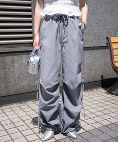 WEGO 【ウエストゴム】サイドリボンパラシュートパンツ