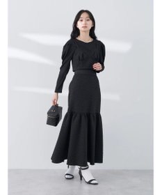 earth music&ecology エンボスフラワー　切替ボリュームスカート