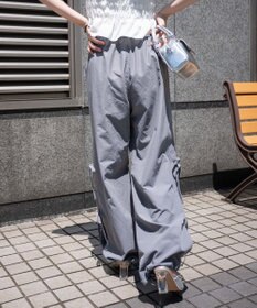 WEGO 【ウエストゴム】サイドリボンパラシュートパンツ