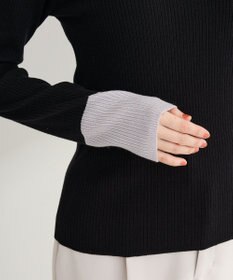 Green Parks アンチピリング袖配色ニットプルオーバー