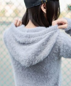 WEGO 【25秋冬新作】シャギーニットジップパーカー