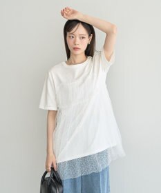 earth music&ecology ニュアンス柄レースドッキングプルオーバー