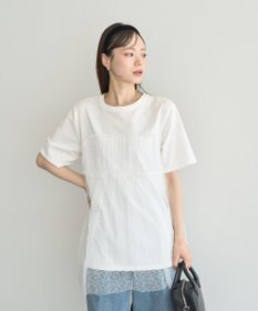 earth music&ecology ニュアンス柄レースドッキングプルオーバー