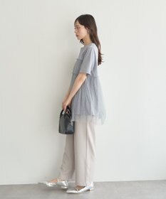 earth music&ecology ニュアンス柄レースドッキングプルオーバー