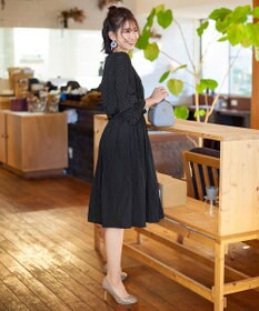 Tiaclasse 【洗える】女性らしさ引き立つリボン袖ギャザーワンピース