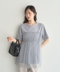 earth music&ecology ニュアンス柄レースドッキングプルオーバー