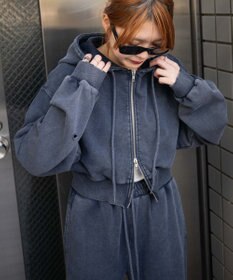 WEGO ダメージショートジップパーカー