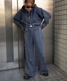 WEGO ダメージショートジップパーカー