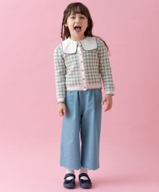 ANY KIDS ギンガム総柄ニット カーディガン