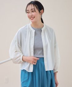 ANY シアーテックリネンギャザーブラウス