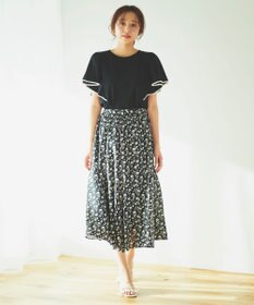 Feroux 【UVケア】バイカラーラッフルスリーブ Ｔシャツ