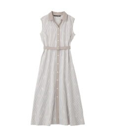 YECCA VECCA ストライプ柄フラワー刺繍ワンピース