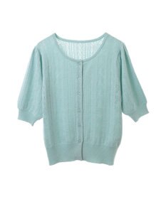 earth music&ecology リボン柄透かし編みニットカーディガン