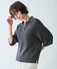 ANY L アクリルガーターポロ衿ニット