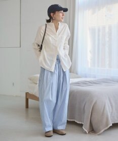 WEGO 着丈が選べる オーバーサイズ バンドカラー シャツ / ストライプ / 無地