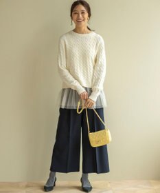 組曲 L 【前後着用可】コットンカシミヤ混2WAYケーブル ニット