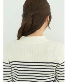 earth music&ecology ゴールド釦スリーブリブプルオーバー