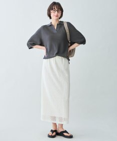 ANY L アクリルガーターポロ衿ニット