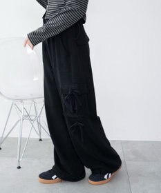 WEGO 【ウエストゴム】リボンカーゴスウェットパンツ